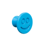Flexible furniture knob with smile, blue without background.