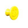 Flexible furniture knob with smile, yellow without background.