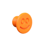 Flexible furniture knob with smile, orange, without background.