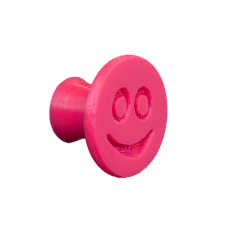 Flexible furniture knob with smile, pink, without background.