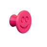 Flexible furniture knob with smile, pink, without background.