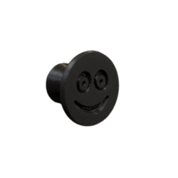 Elastyczna gałka meblowa z uśmiechem, czarna, bez z tła.