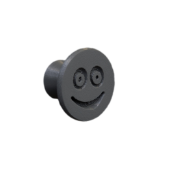Flexible furniture knob with smile, graphite, without background.