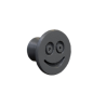 Flexible furniture knob with smile, graphite, without background.