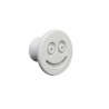 Flexible furniture knob with smile, grey, without background.