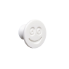 Flexible furniture knob with smile, white, without background.