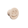 Flexible furniture knob with smile, beige, without background.
