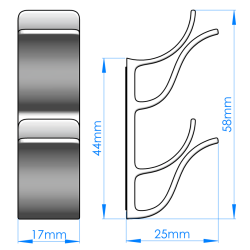 Wieszak na 3 grzebienie wymiary