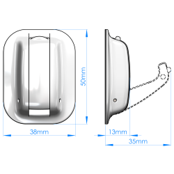 Karbonowy haczyk składany - wymiary